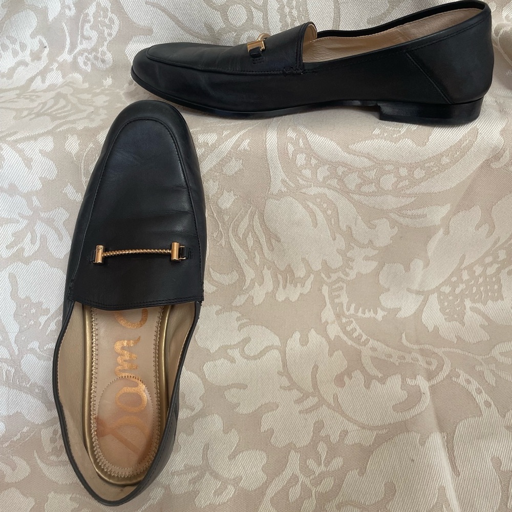 Black Leather Loafers with Gold Accent - Picture 6 of 6